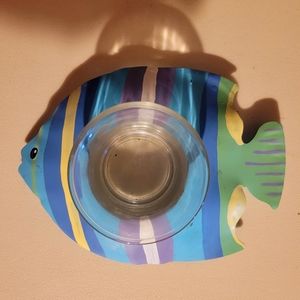 Tropical Fish Votive Candle Holder 6 1/2 x 5